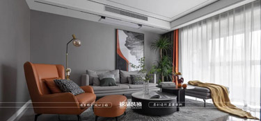 『設(shè)計(jì)』愛(ài)馬仕橙+高級(jí)灰，160方超大平層，美如黃昏中的一抹落霞