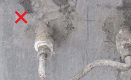 施工時(shí)冷熱水管通水用軟管連接