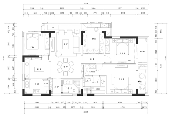 89方裝修戶型圖 89方裝修戶型圖